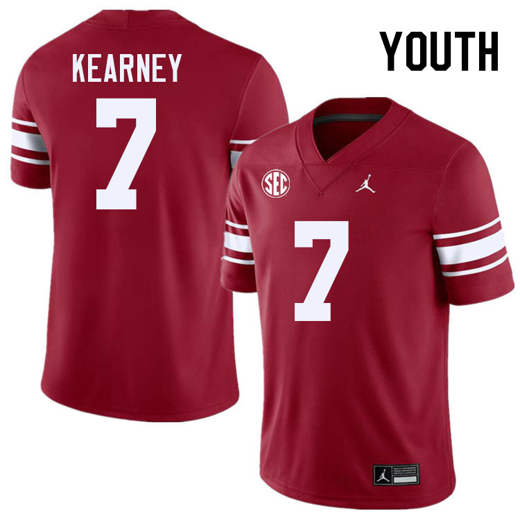 Youth #7 Zion Kearney Oklahoma Sooners 2024 SEC Conference College Football Jerseys-Throwback